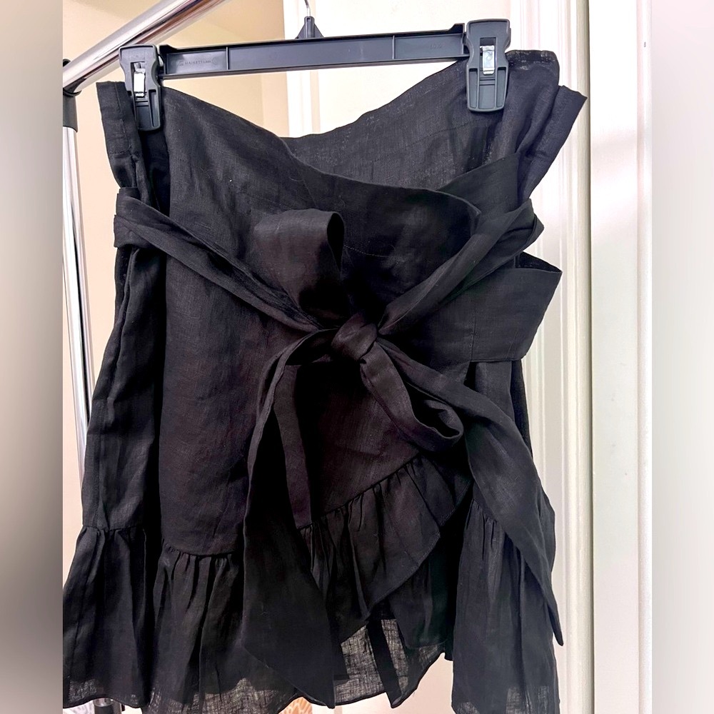 Isabel Marant black linen ruffle skirt